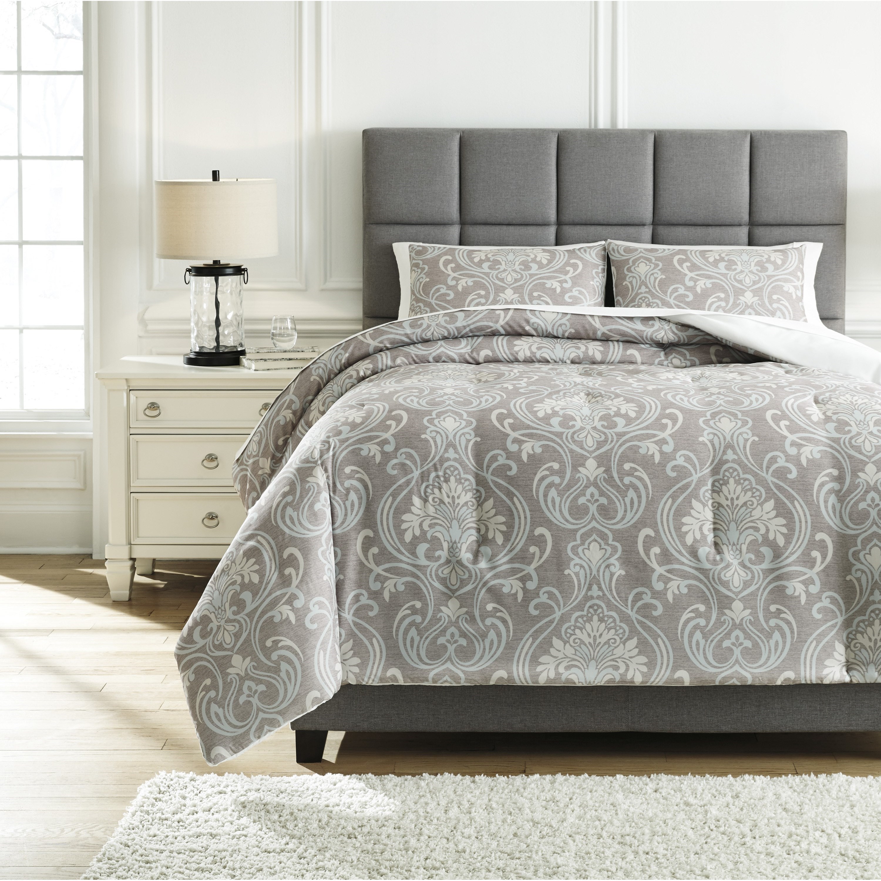 Gray comforter set sales queen